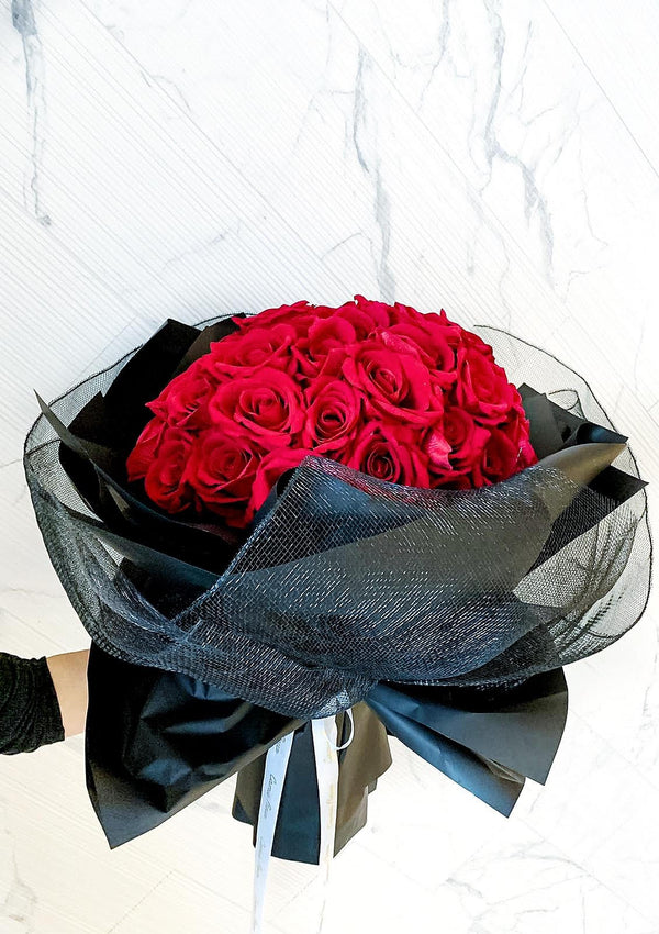 Red Rose Bouquet - Premium Velvet Silk Roses