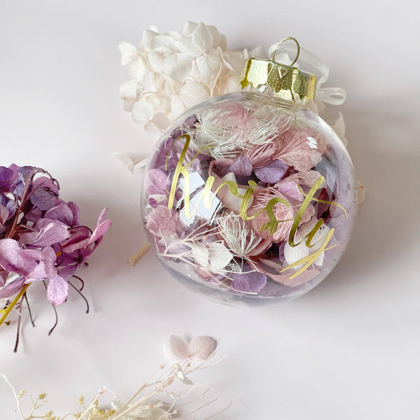 Personalized Flower Confetti Baubles - Christmas - Purple