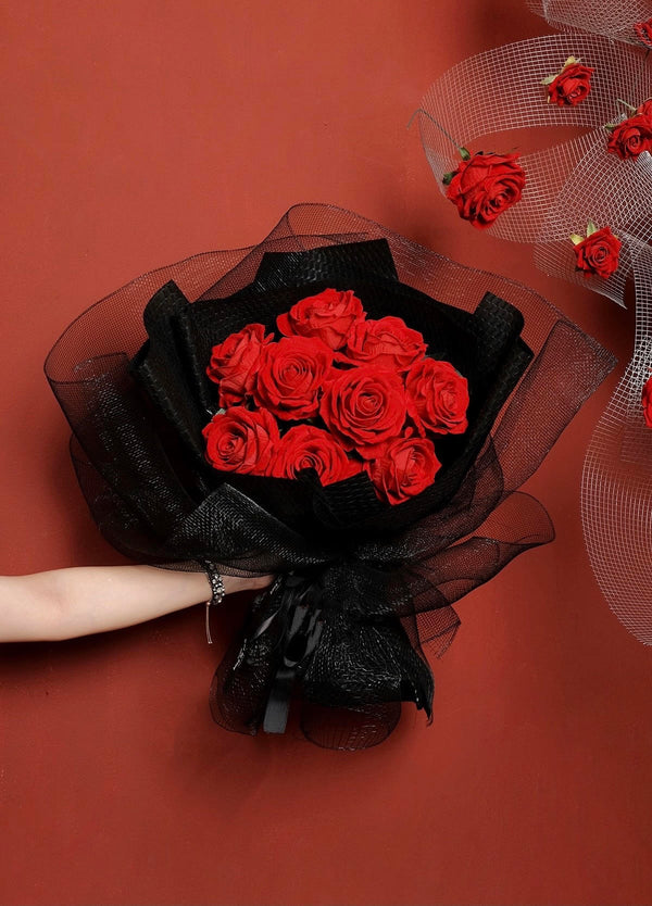 50 Red Rose Bouquet - Premium Velvet Silk Roses